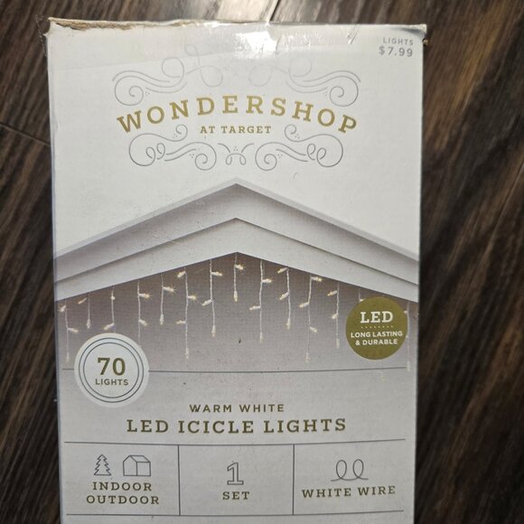 TARGET "WONDERSHOP" White LED Icicle Indoor/Outdoor String Lights NEW IN BOX - Picture 1 of 4